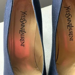 YSL navy fabric pumps
